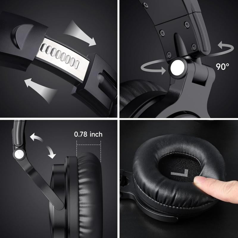 Oneodio Bluetooth Wireless Headphones, 110 Hrs Wireless/Wired Stereo Sound Foldable Headsets with Deep Bass 50Mm Neodymium Drivers for Pc/Phone/Tablet - Studio Wireless Pro C Audio Electronic Black Headphones Bluetooth